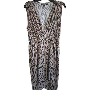 Forever 21 Brown and Black Faux Wrap Tulip Dress Size Large